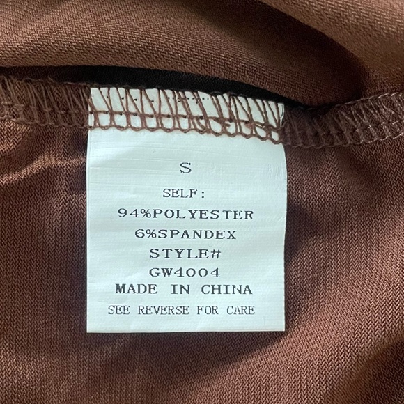 Primi Bodycon Rhinestone Sleeveless Brown Mini Dress with a V-Neck Style - S - Picture 5 of 6